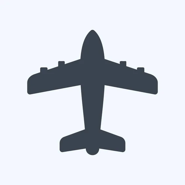 Icon Aeroplane Glyph Style 简单的插图 可编辑笔画 设计模板向量 适用于印刷品 信息图形等 — 图库矢量图片