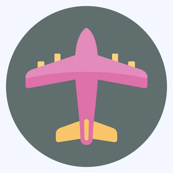 Icon Aeroplane Flat Style Простая Иллюстрация Редактируемый Штрих Вектор Шаблонов — стоковый вектор
