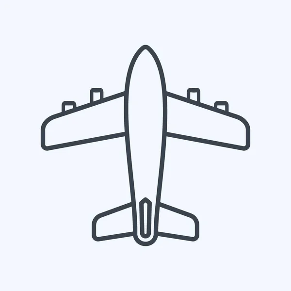 Samolot Ikona Styl Linii Prosta Ilustracja Edytowalny Skok Wektor Szablonu — Wektor stockowy