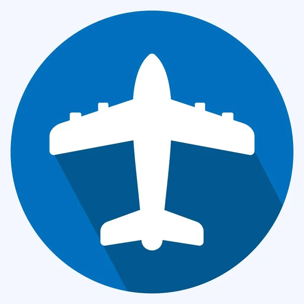 Icon Aeroplane Long Shadow Style Einfache Illustration Editierbarer Strich Designvorlagenvektor — Stockvektor