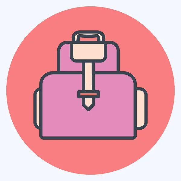 Icon Bag Pack Color Mate Style Egyszerű Illusztráció Szerkeszthető Stroke — Stock Vector