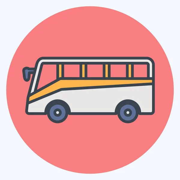 Ikon Bus Färg Mate Style Enkel Illustration Redigerbar Stroke Design — Stock vektor