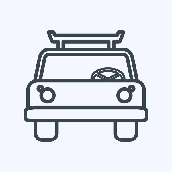 Icon Cab Line Style Illustrazione Semplice Corsa Modificabile Design Modello — Vettoriale Stock