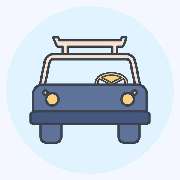 Ikona Cab Color Mate Style Jednoduchá Ilustrace Upravitelný Tah Design — Stockový vektor