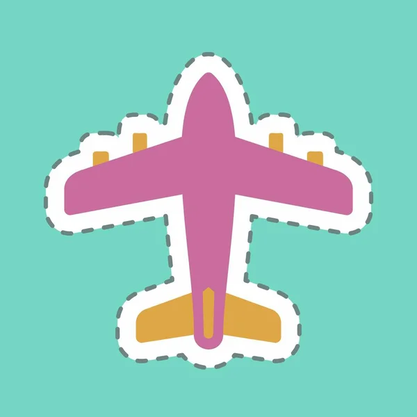 Наклейка Aeroplane Line Cut Проста Ілюстрація Змінний Штрих Дизайн Вектор — стоковий вектор