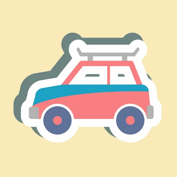 Sticker Car Простая Иллюстрация Редактируемый Штрих Вектор Шаблона Дизайна Хорошо — стоковый вектор