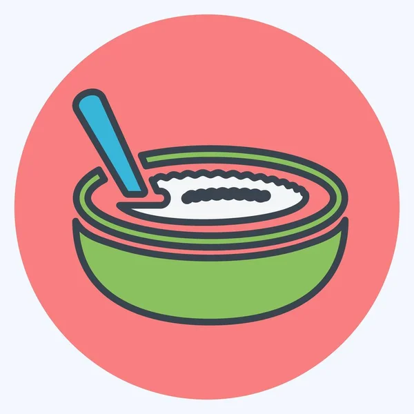 Icon Rice Pudding Color Mate Style Простая Иллюстрация Редактируемый Штрих — стоковый вектор
