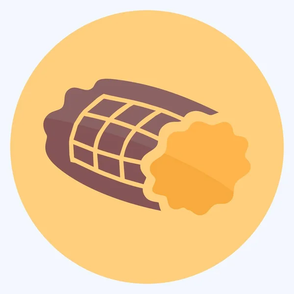 Icon Smoked Ham Flat Style Ilustrasi Sederhana Goresan Yang Dapat - Stok Vektor