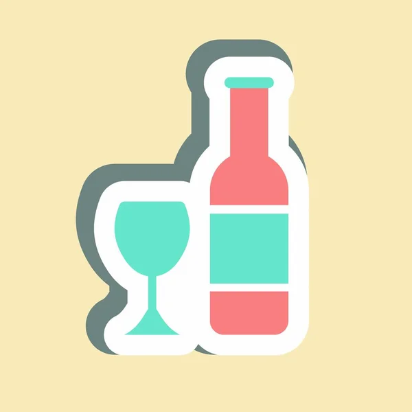 Sticker Champagne Illustration Simple Coup Modifiable Modèle Vectoriel Design Bon — Image vectorielle