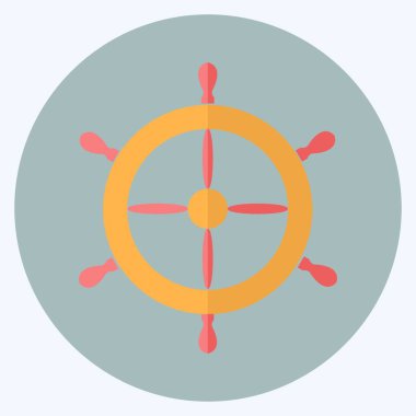 Simge Gemi Tekerleği - Düz Biçim - Basit illüstrasyon, Düzenlenebilir vuruş, Tasarım şablonu vektörü, baskılar, posterler, reklamlar, duyurular, bilgi grafikleri vs..