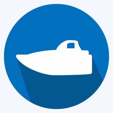 Simge Sürat Teknesi - Uzun Gölge Biçimi - Basit illüstrasyon, Düzenlenebilir vuruş, Tasarım şablonu vektörü, baskılar, posterler, reklamlar, duyurular, bilgi grafikleri, vs..