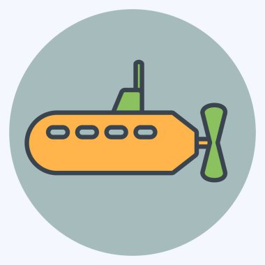 Simge Denizaltı - Renk Eşleştirme Biçimi - Basit illüstrasyon, Düzenlenebilir vuruş, Tasarım şablonu vektörü, baskılar, posterler, reklamlar, duyurular, bilgi grafikleri vs..