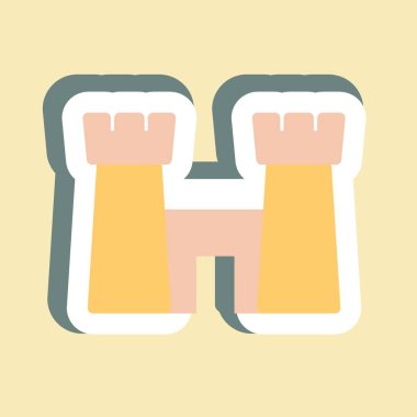 Sahildeki Çıkartma Kalesi - Basit illüstrasyon, düzenlenebilir felç, tasarım şablonu vektörü, baskılar, posterler, reklamlar, duyurular, bilgi grafikleri vs..