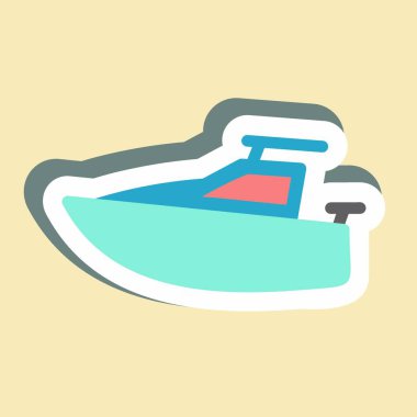 Çıkartma Yat - Basit illüstrasyon, düzenlenebilir felç, tasarım şablonu vektörü, baskılar, posterler, reklamlar, duyurular, bilgi grafikleri, vb..