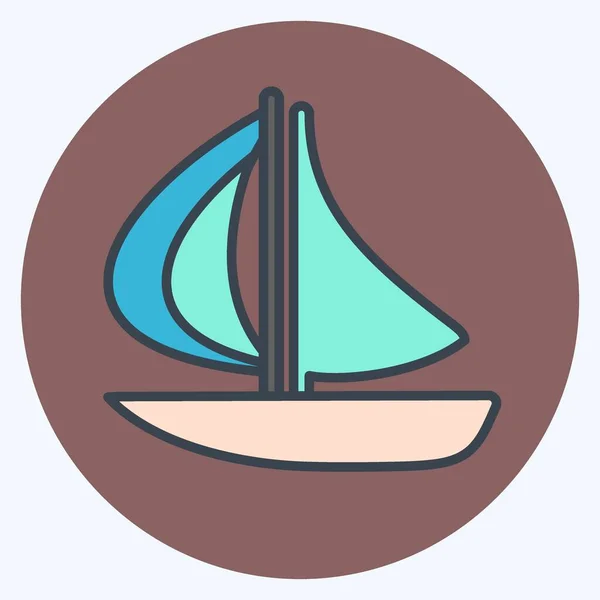 Icon Boat Color Mate Style Illustration Simple Course Modifiable Vecteur — Image vectorielle