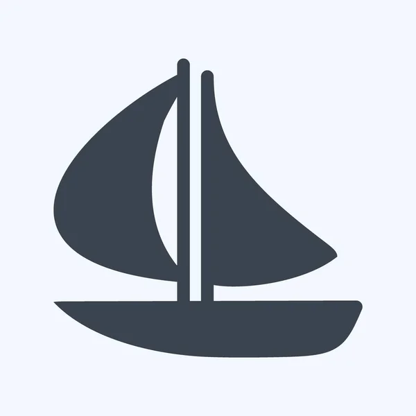 Icon Boat Estilo Glyph Ilustração Simples Curso Editável Vetor Modelo — Vetor de Stock