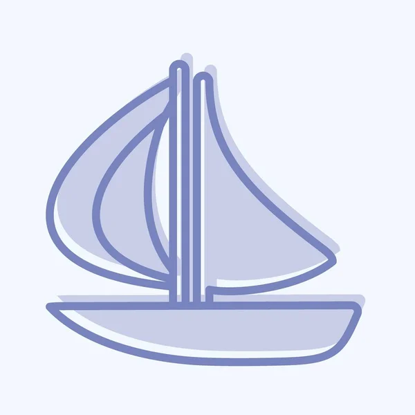 Icon Boat Two Tone Style Simple Illustration Editable Stroke Design — 스톡 벡터