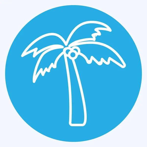 Icon Coconut Tree Blue Eyes Style Simple Illustration Editable Stroke — 스톡 벡터