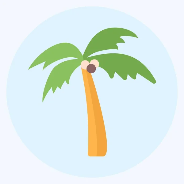 Icon Coconut Tree Flat Style Simple Illustration Editable Stroke Design — 스톡 벡터