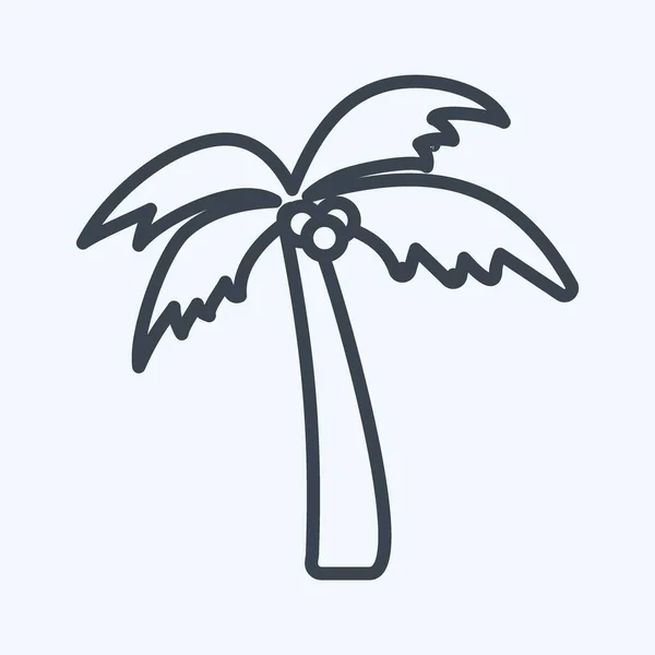 Icon Coconut Tree Line Style Simple Illustration Editable Stroke Design — 스톡 벡터