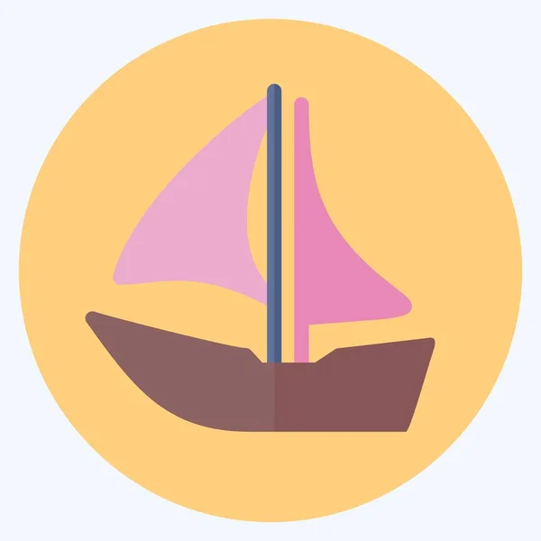 Icon Ship Flat Style Ilustração Simples Curso Editável Vetor Modelo — Vetor de Stock