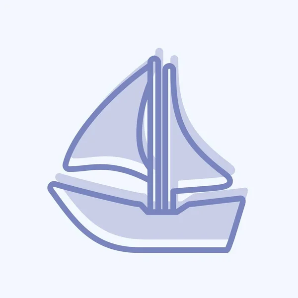 Icon Ship Two Tone Style Простая Иллюстрация Редактируемый Штрих Вектор — стоковый вектор