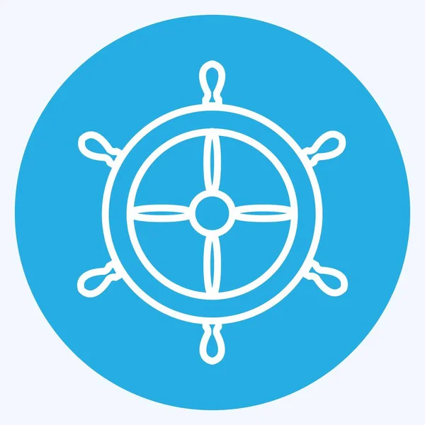 Icon Ship Wheel Blue Eyes Style Simple Illustration Editable Stroke — Stock Vector