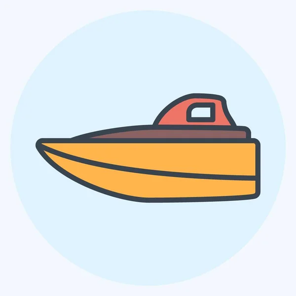 Icon Speed Boat Color Mate Style Simple Illustration Editable Stroke — 스톡 벡터
