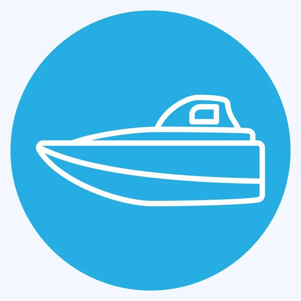 Icon Speed Boat Blue Eyes Style Eenvoudige Illustratie Bewerkbare Slag — Stockvector