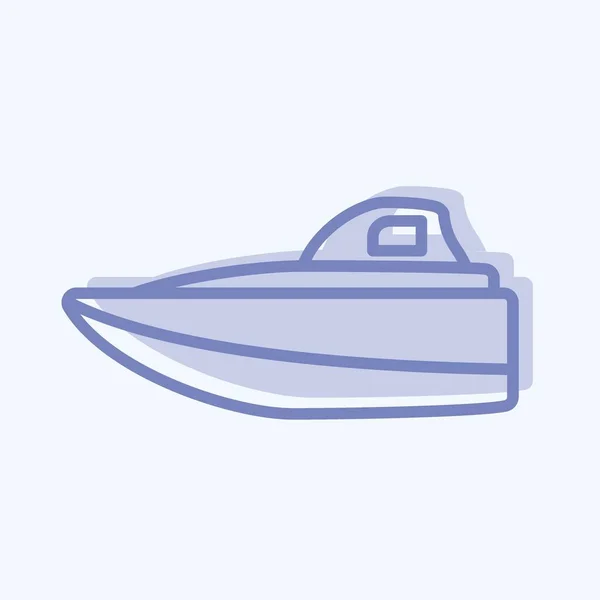 アイコンスピードボート 2トーンスタイル シンプルなイラスト 編集可能なストローク デザインテンプレートベクトル 印刷のための良い ポスター 情報グラフィック — ストックベクタ