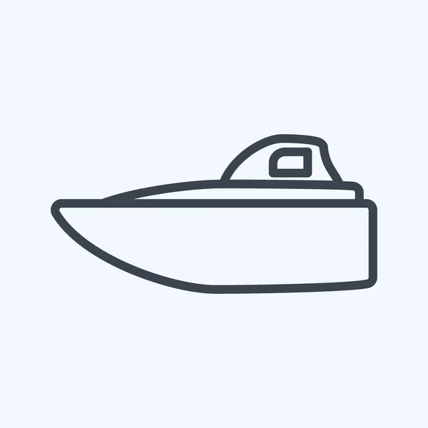 Icône Bateau Vitesse Style Ligne Illustration Simple Course Modifiable Vecteur — Image vectorielle