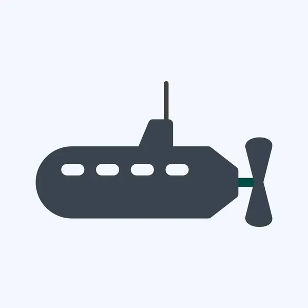 Icon Submarine Glyph Style Jednoduchá Ilustrace Upravitelný Tah Design Šablony — Stockový vektor