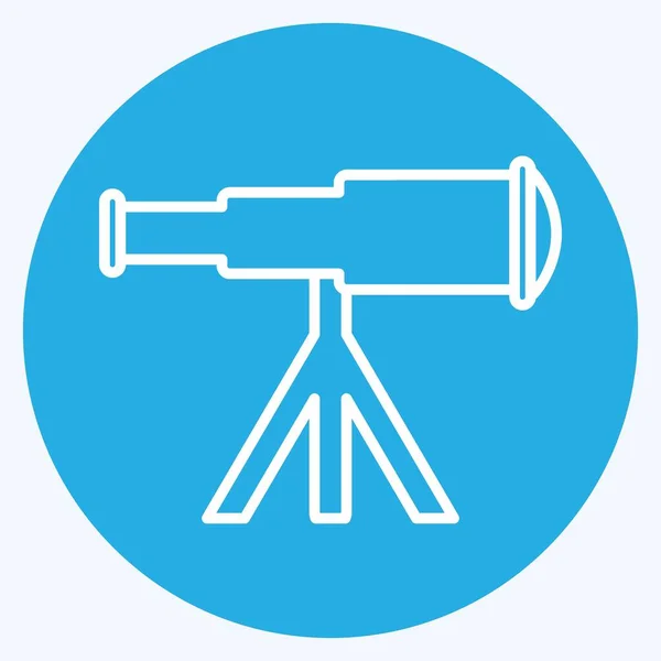 Icon Telescope Stand Blue Eyes Style Illustration Simple Course Modifiable — Image vectorielle