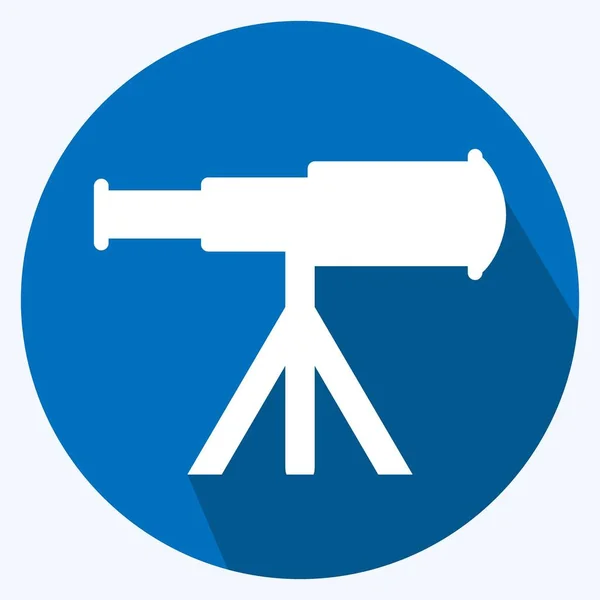 Icona Telescopio Stand Long Shadow Style Illustrazione Semplice Corsa Modificabile — Vettoriale Stock