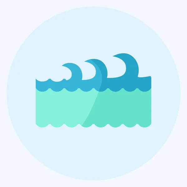 Icon Waves Flat Style Simple Illustration Editable Stroke Design Template — Stock Vector