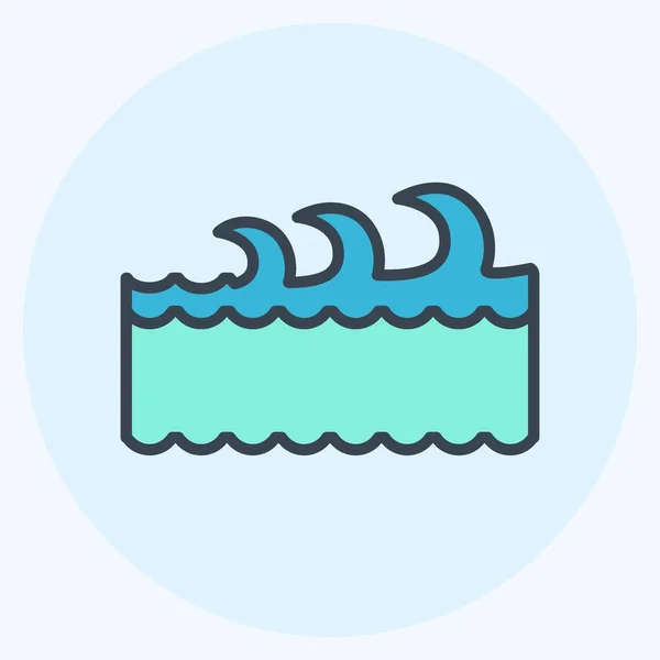 Icon Waves Color Mate Style Egyszerű Illusztráció Szerkeszthető Stroke Design — Stock Vector