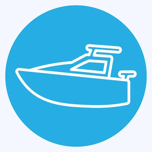 Icon Yacht Blue Eyes Style Simple Illustration Editable Stroke Design — 스톡 벡터