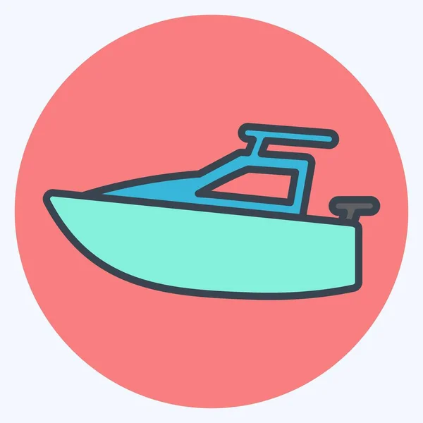 Icon Yacht Color Mate Style Простая Иллюстрация Редактируемый Штрих Вектор — стоковый вектор