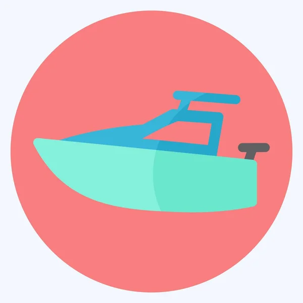 Icon Yacht Flat Style Eenvoudige Illustratie Bewerkbare Slag Design Template — Stockvector