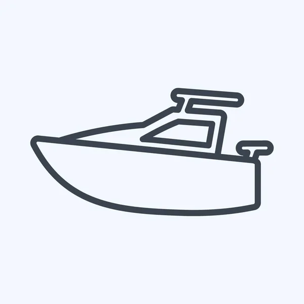 Icon Yacht Line Style Illustrazione Semplice Corsa Modificabile Modello Design — Vettoriale Stock