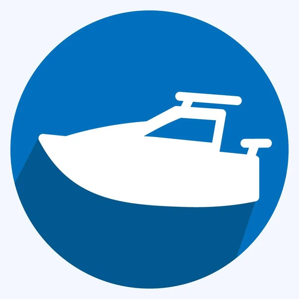 Icon Yacht Long Shadow Style Ilustração Simples Curso Editável Vetor — Vetor de Stock