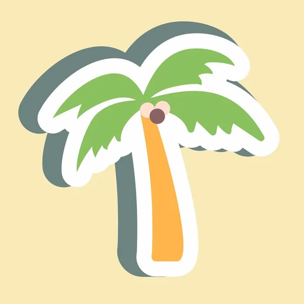 Sticker Coconut Tree Simple Illustration Editable Stroke Design Template Vector — 스톡 벡터