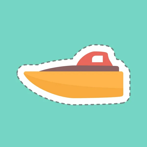 Sticker Speed Boat Corte Línea Ilustración Simple Carrera Editable Diseño — Archivo Imágenes Vectoriales