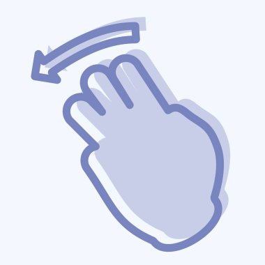 Simge Üç Parmak Sola - İki Ton Biçimi - Basit illüstrasyon, Düzenlenebilir vuruş, Tasarım şablonu vektörü, baskılar, posterler, reklamlar, duyurular, bilgi grafikleri, vs..