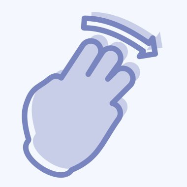 Simge Üç Parmak Sağa - İki Ton Biçimi - Basit illüstrasyon, Düzenlenebilir vuruş, Tasarım şablonu vektörü, baskılar, posterler, reklamlar, duyurular, bilgi grafikleri, vs..