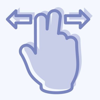 Simge İki Parmağı Yatay - İki Ton Biçimi - Basit illüstrasyon, Düzenlenebilir vuruş, Tasarım şablonu vektörü, baskılar, posterler, reklamlar, duyurular, bilgi grafikleri, vs..