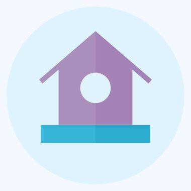 Simge Kuş Evi - Düz Biçim - Basit illüstrasyon, Düzenlenebilir vuruş, Tasarım şablon vektörü, baskılar, posterler, reklamlar, duyurular, bilgi grafikleri, vs..