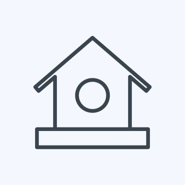 Simge Kuş Evi - Satır Stili - Basit illüstrasyon, Düzenlenebilir vuruş, Tasarım şablonu vektörü, baskılar, posterler, reklamlar, duyurular, bilgi grafikleri vs..