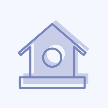 Simge Kuş Evi - İki Ton Biçimi - Basit illüstrasyon, Düzenlenebilir vuruş, Tasarım şablonu vektörü, baskılar, posterler, reklamlar, duyurular, bilgi grafikleri vs..