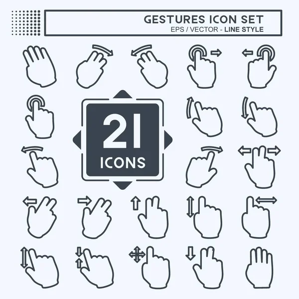 Stock vector Icon Set Gestures - Line Style - Simple illustration,Editable stroke,Design template vector, Good for prints, posters, advertisements, announcements, info graphics, etc.